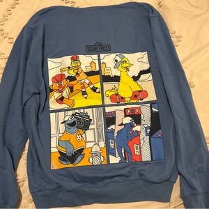 Sesame Street Blue Cartoon Crewneck Sweater